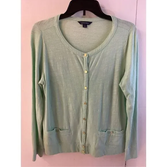 Lands end size 14-16 mint green gold buttons top large petite LP #62830 - Picture 1 of 6